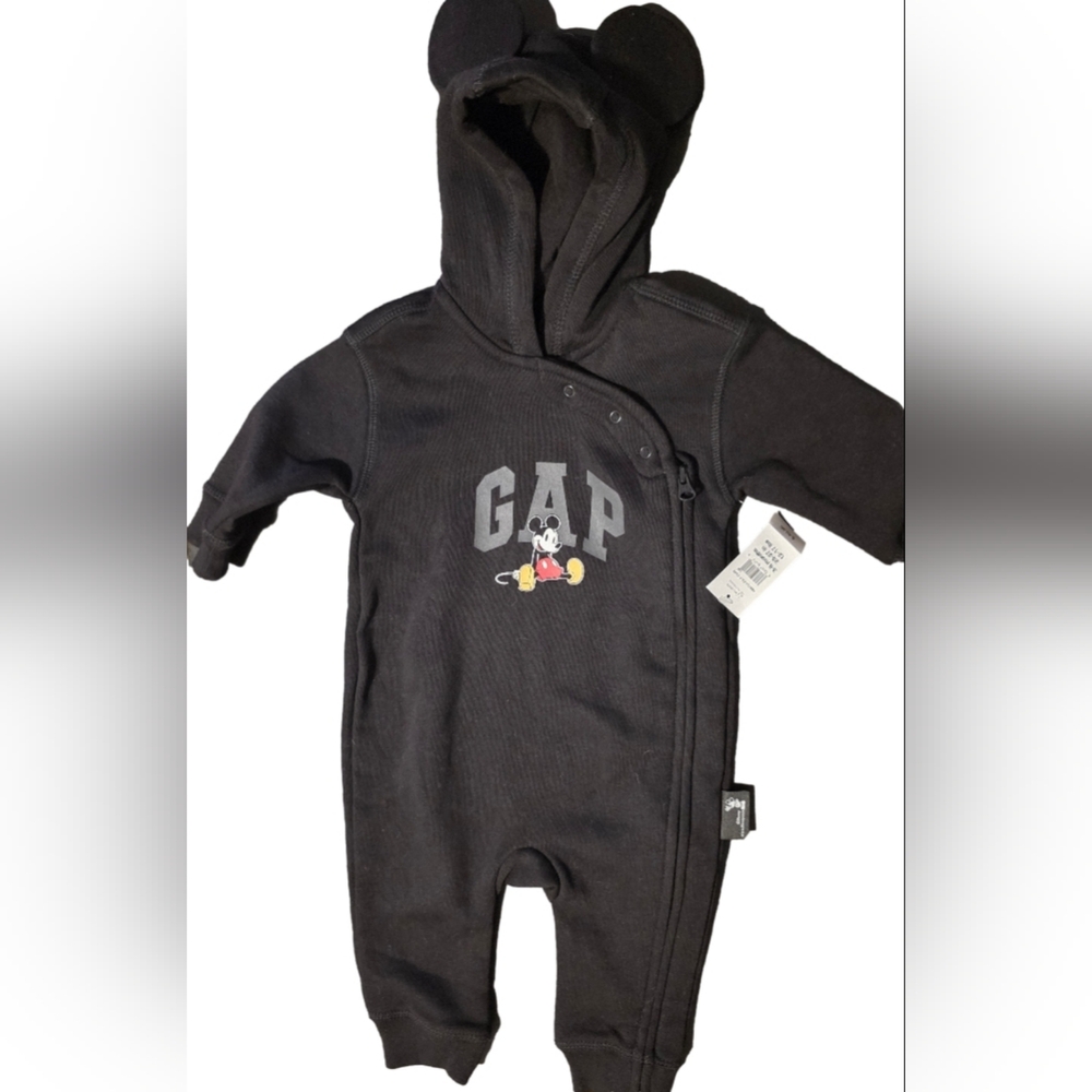 Gap X Disney Mickey Mouse Ears One Piece Black 3-6 Months NWT - Picture 2 of 5